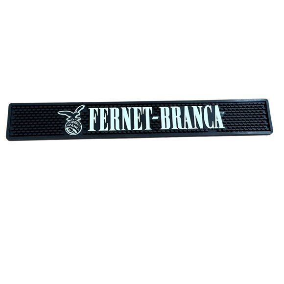 Fernet Branca Bar Spill Drip Mat Rail Runner Rubber Black White New Promotional - Picture 1 of 6